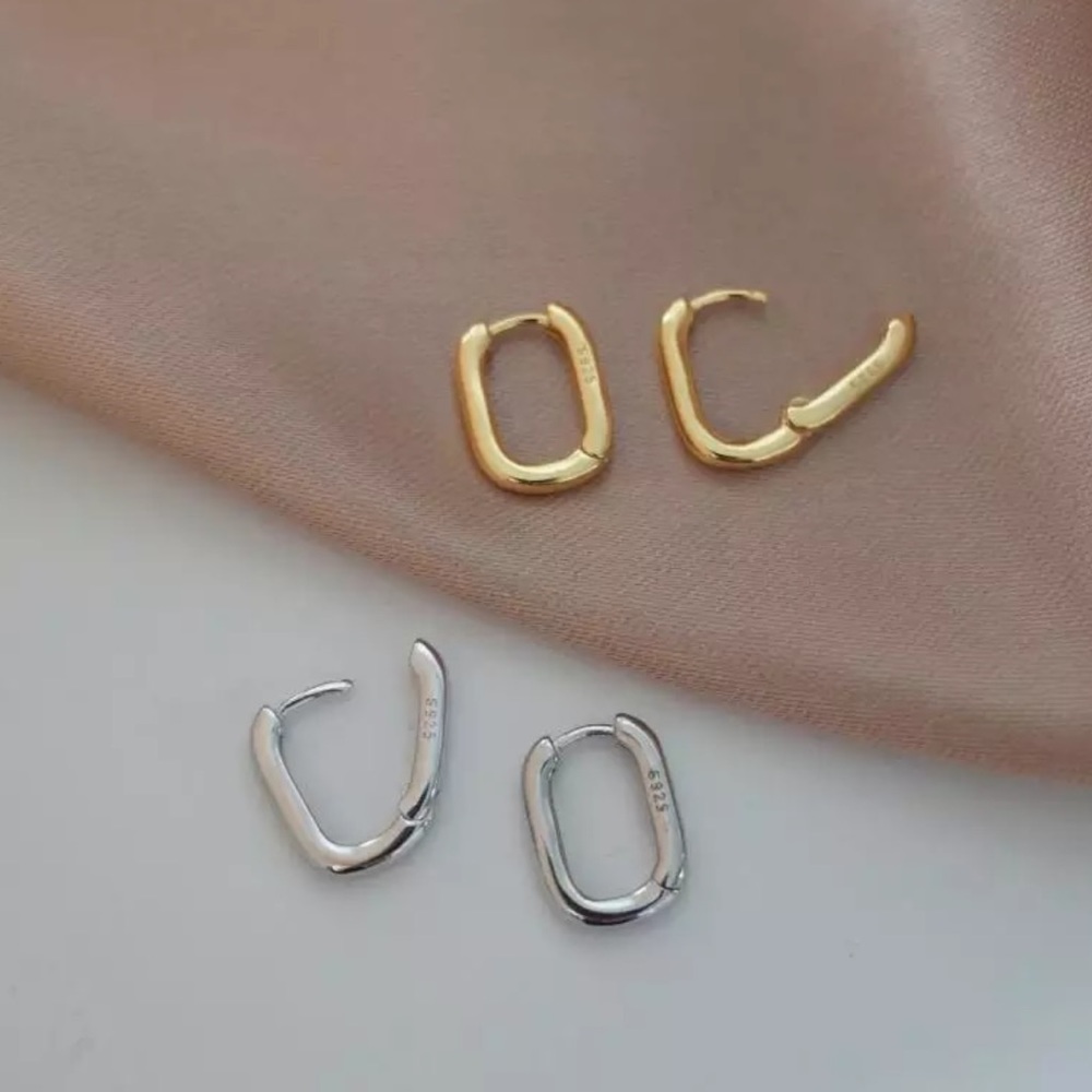 NEW 925 STERLING SILVER OVAL HOOP EARRINGS, NICE EARRINGS, CUTE EARRINGS - Picture 7 of 7